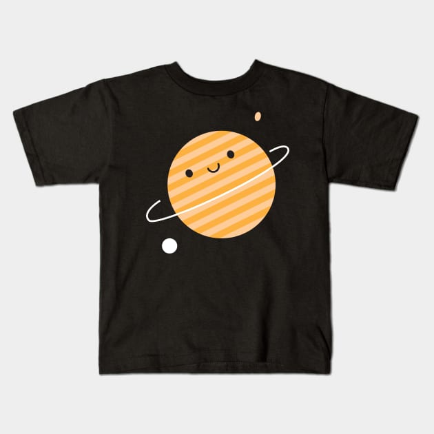 Happy Planet Saturn in Space Kids T-Shirt by marcelinesmith